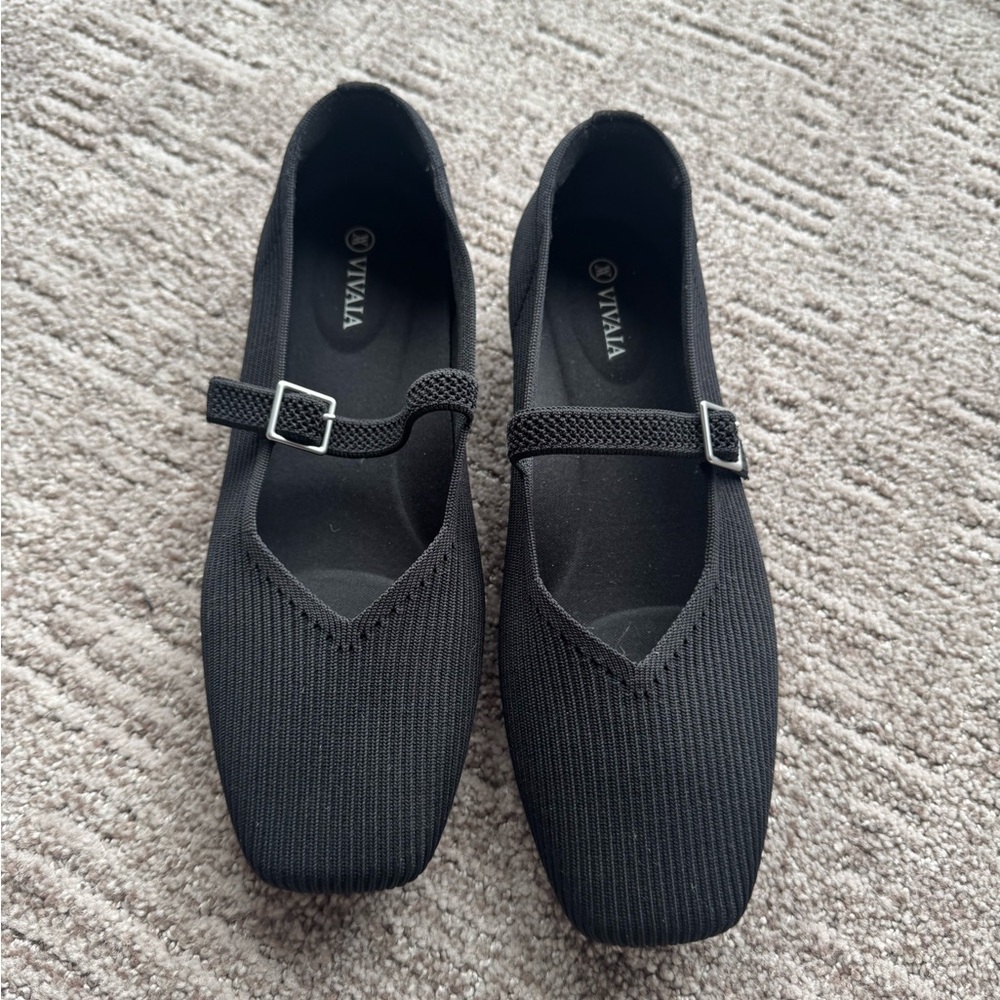 VIVAIA Black Mary Jane Knit Flats